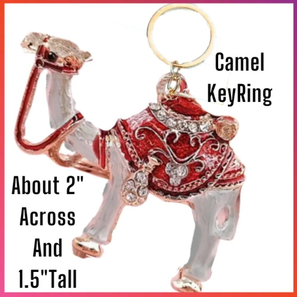 Camel Keychain- Silver body & Gold Accents  - Saddle embellished with crystals